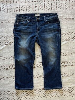 BKE Harper Distressed Cropped Jeans Women’s Size 30 Blue Stretch Denim